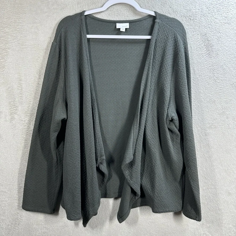 Pure Jill J.Jill Petite‎ Open-Drape Cardigan Knit Topper Loden/Slate Green Sz XL